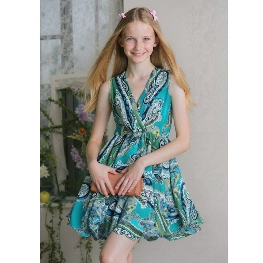 Evan-Picone V-neck Front Wrap Sleeveless Dress Size 4
